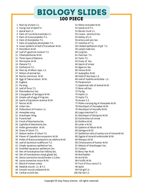 100 Biology Slide Collection