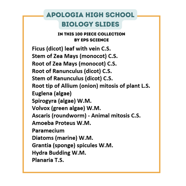 100 Biology Microscope Slide Collection