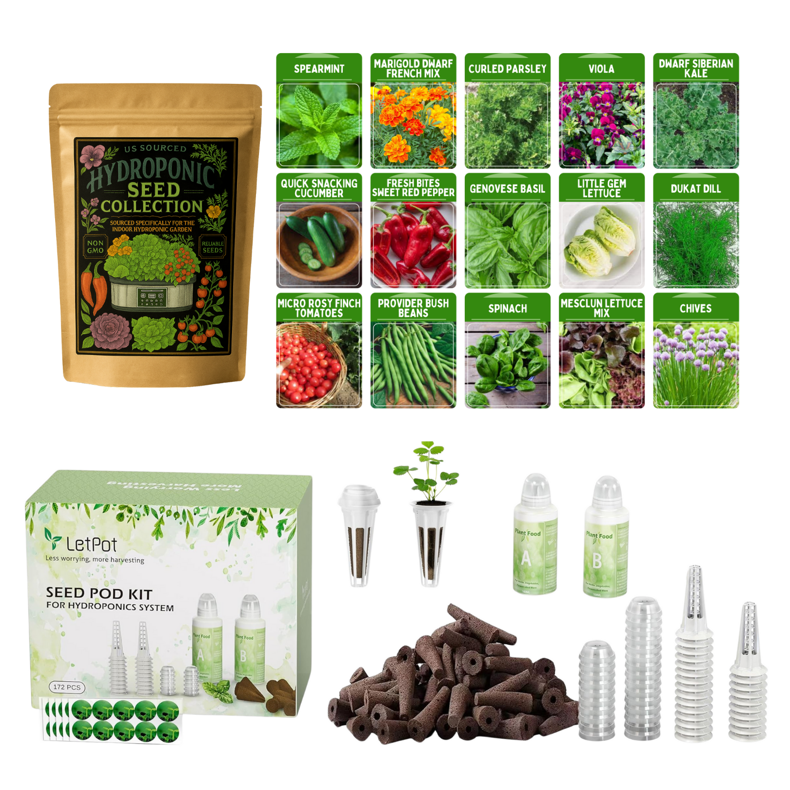 seeds for hydroponic garden LetPot Refill Kit with Seeds GMO Free – Easy Peasy Science